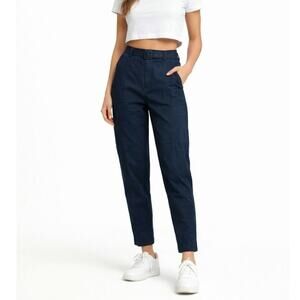 Ted Baker Nysse Paneled Barrel Leg Pants Women’s Size 3 Navy Cropped Neutral